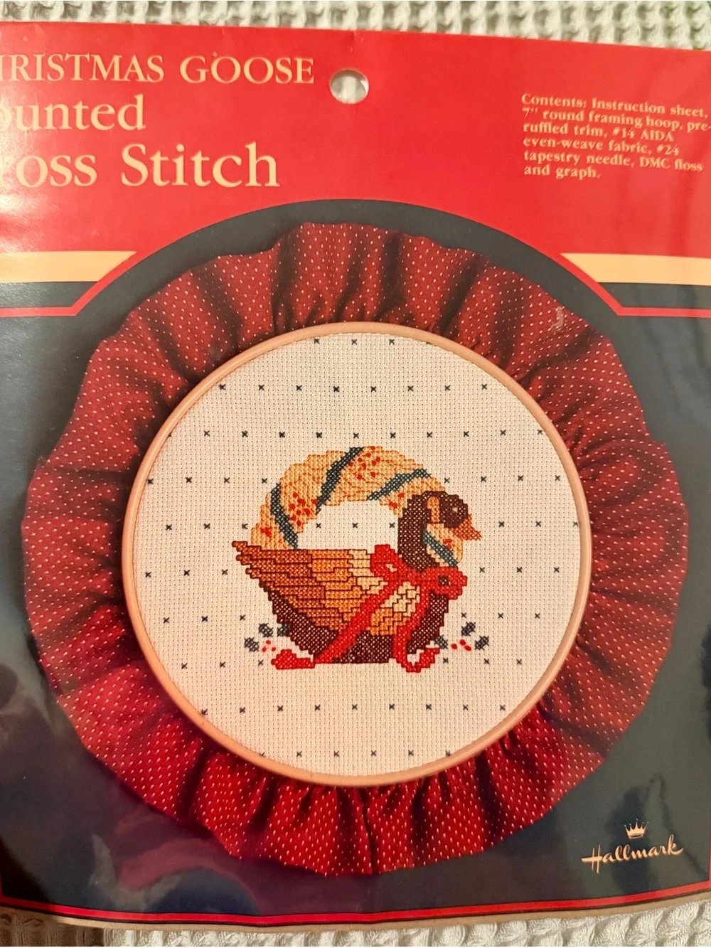 Vintage Hallmark Christmas Goose Counted Cross Stitch Needlepoint Embroidery Kit